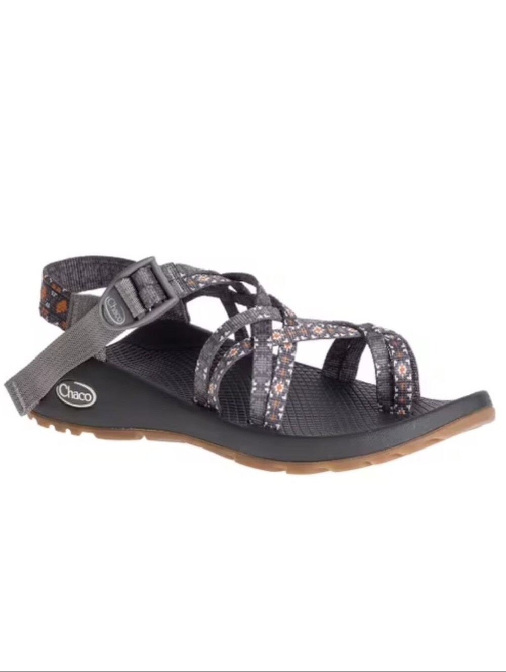 Chaco Women's Gray Strappy Floral-Accent Sport Sandal